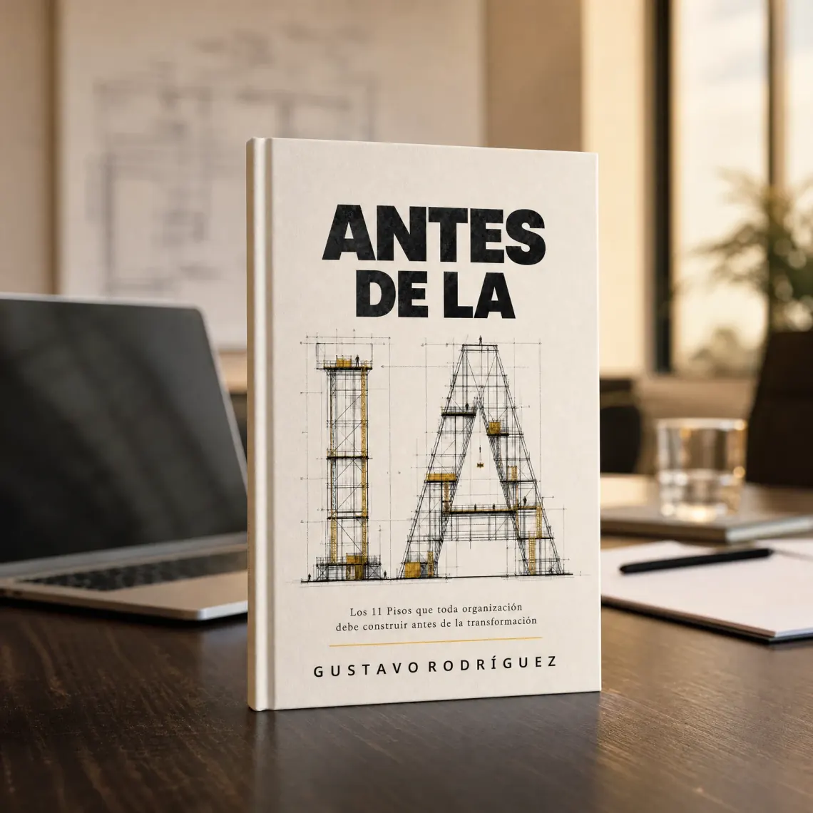 Edición de tapa dura del libro Antes de la IA sobre un escritorio
